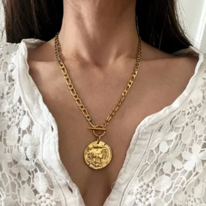 Collier pendentif médaille Pandore